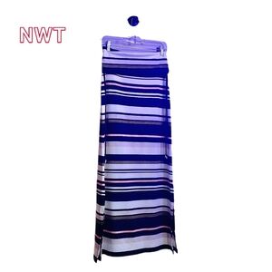 WHITE HOUSE BLACK MARKET Striped Knit Convertible Maxi Skirt Blk Wht Peach NWT